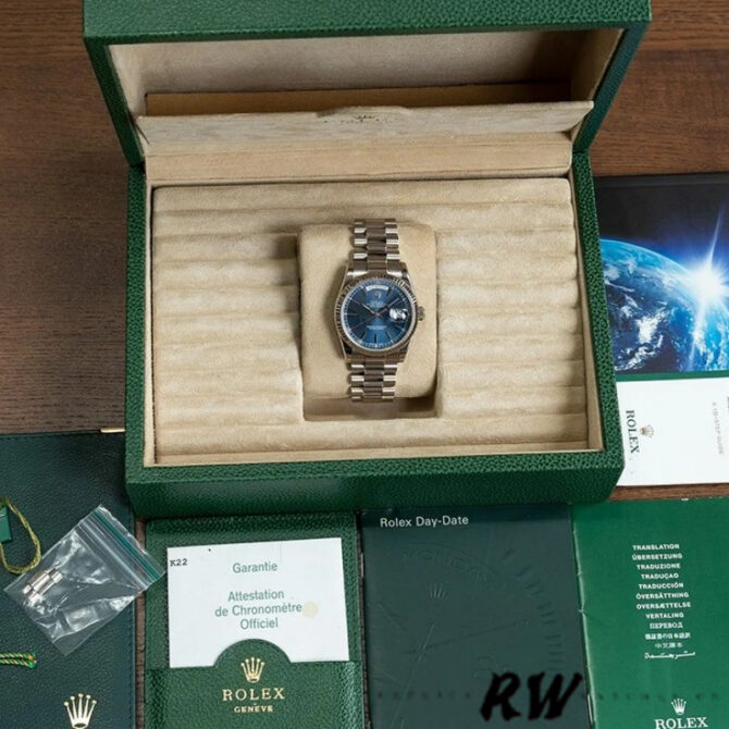 Replica Rolex Day-Date 118239 White Gold Blue Dial 36mm Unisex Watch