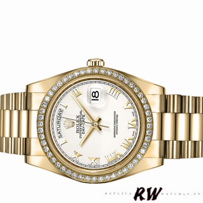 Replica Rolex Day-Date 218348 White Roman Dial 41MM Mens Watch