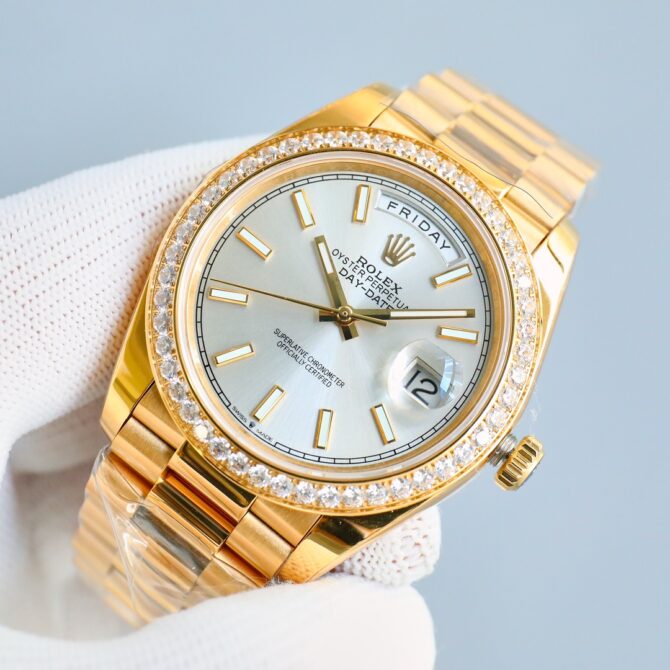 Replica Rolex Day Date 118348 Yellow Gold Black Diamond Dial 36mm Unisex Watch