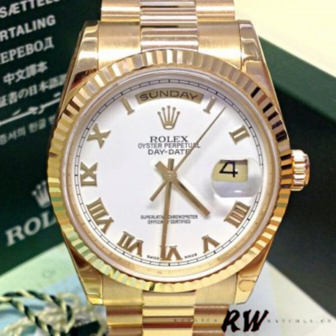 Replica Rolex Day-Date 118209 White Gold Copper Brown Dial 36mm Unisex Watch