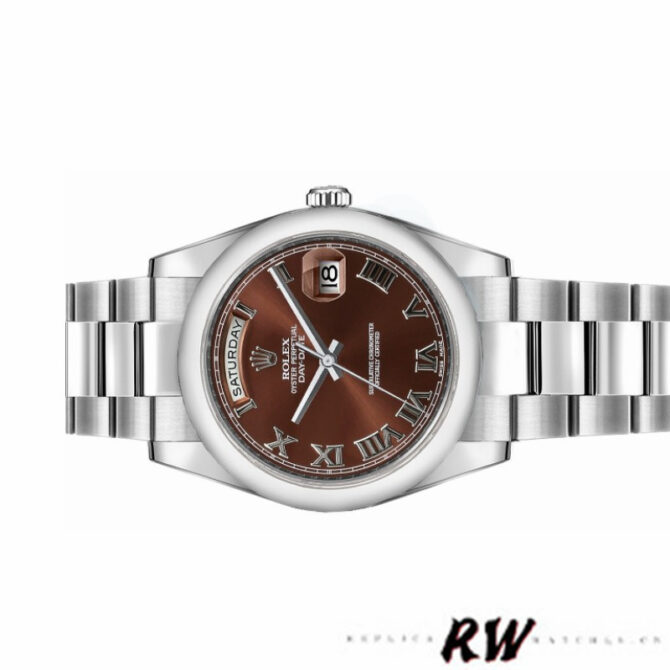 Replica Rolex Day-Date 118209 Chocolate Brown Diamonds Dial 36mm Unisex Watch