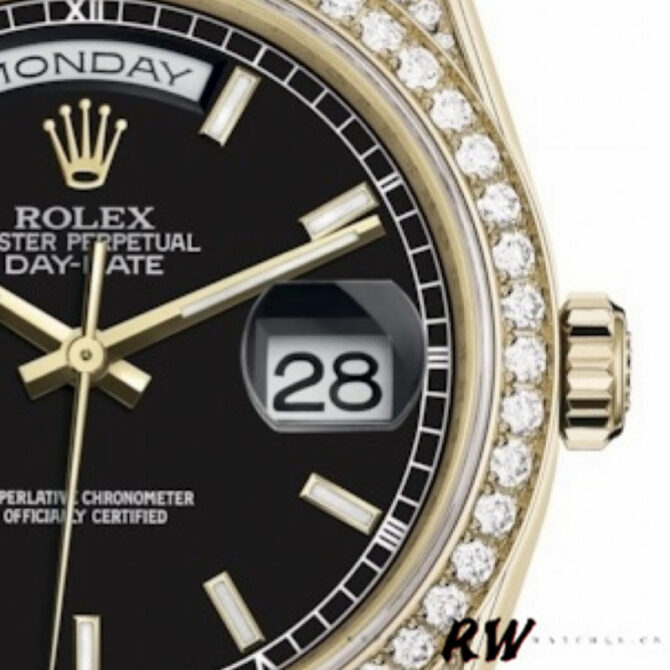 Replica Rolex Day-Date 118388 Black Index Dial 36mm Unisex Watch