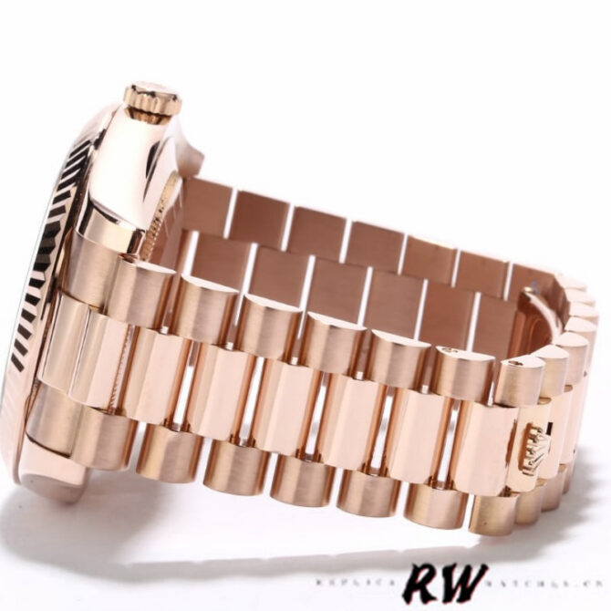 Replica Rolex Day-Date 218235 Pink Roman Numerals Dial Rose Gold 41MM Mens Watch