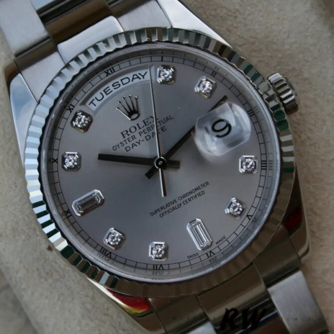 Replica Rolex Day-Date 118239 Rhodium Roman Dial 36mm Unisex Watch