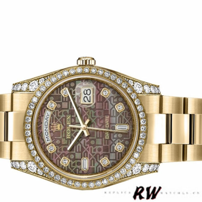 Replica Rolex Day-Date 118388 Black Diamond Dial 36mm Unisex Watch