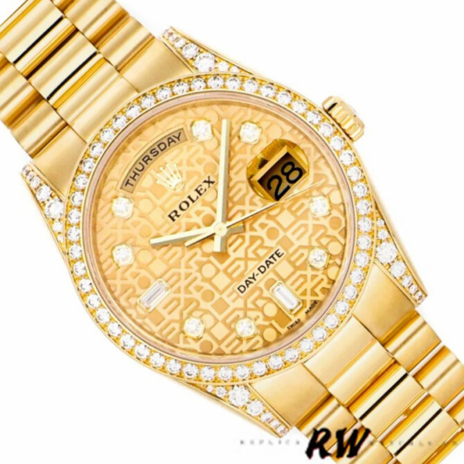 Replica Rolex Day-Date 118388 Champagne Roman Numeral Dial 36MM Unisex Watch