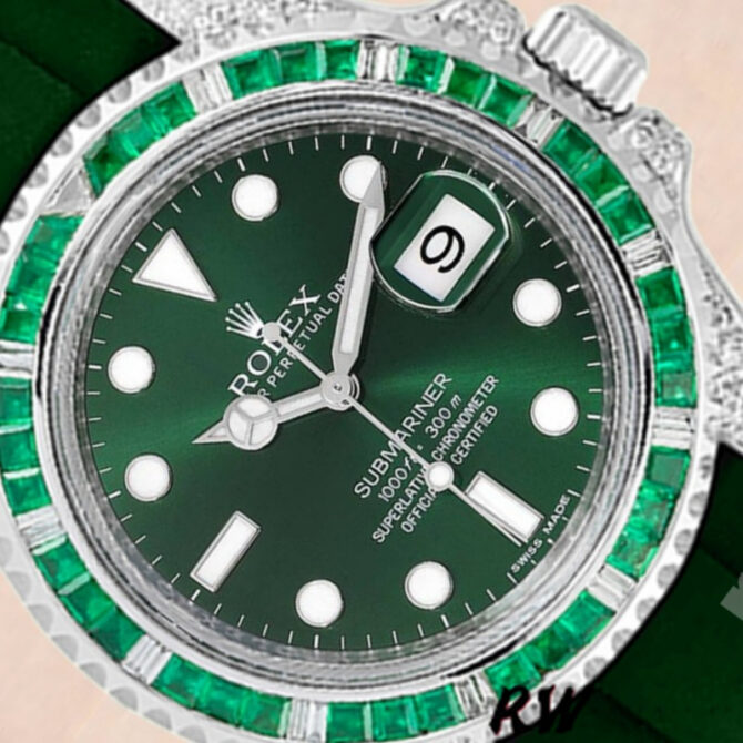 Rolex Submariner 116610 Green Dial Rubber strap 40mm Mens Replica Watch