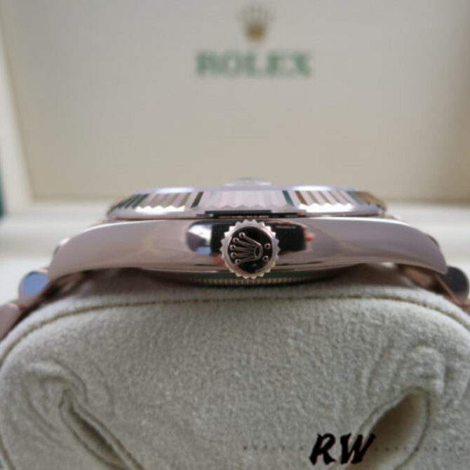 Replica Rolex Day-Date 228345RBR Sundust Stripe Motif Dial Diamond Bezel 40mm Mens Watch