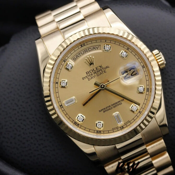 Replica Rolex Day-Date 118235 MOP Black Dial 36mm Unisex Watch
