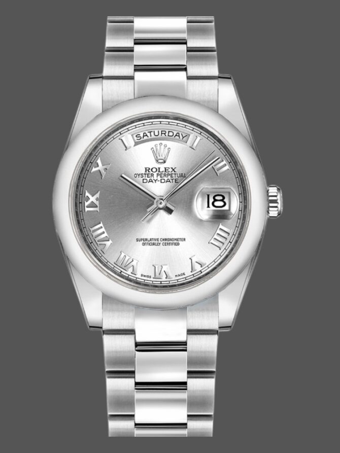 Replica Rolex Day-Date 118209 Silver Roman Numerals Dial Automatic 36mm Unisex Watch