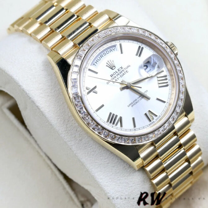 Replica Rolex Day-Date 228396TBR Dark Rhodium Grey Dial Diamond Bezel 40mm Mens Watch