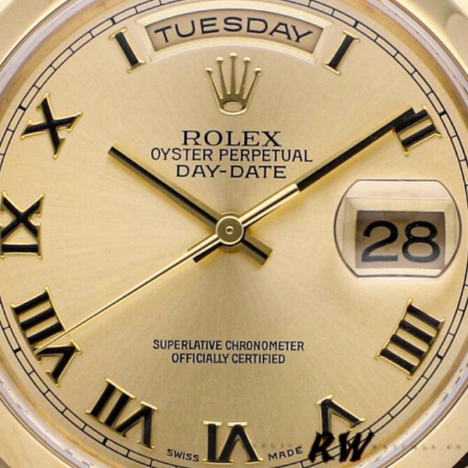Replica Rolex Day-Date 118208 Yellow Gold Champagne Dial 36mm Unisex Watch