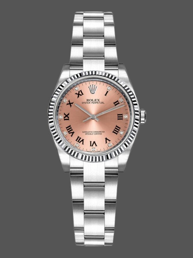 Rolex Oyster Perpetual 176234 Fluted Bezel Pink Diamond Dial 26MM Lady Replica Watch