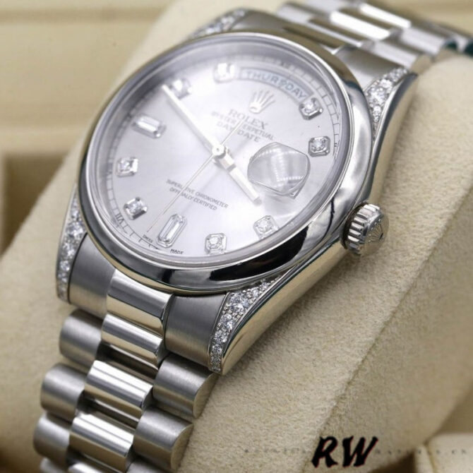 Replica Rolex Day-Date 118388 Yellow Gold Black Diamond Rubies Dial 36mm Unisex Watch