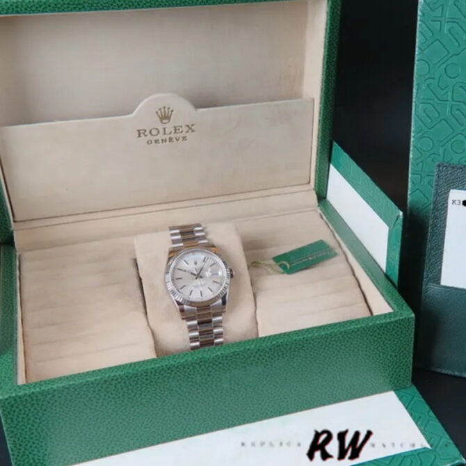 Replica Rolex Day-Date 118338 Yellow gold Silver dial 36mm Unisex Watch