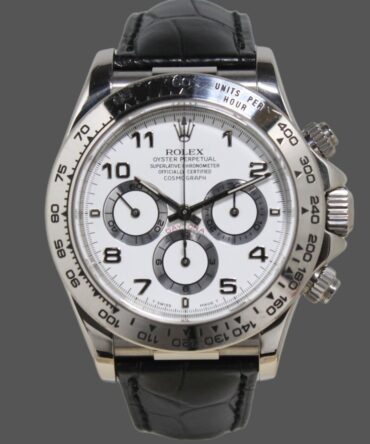Rolex Daytona 16519 White Dial Black Leather strap 40mm Mens Replica Watch