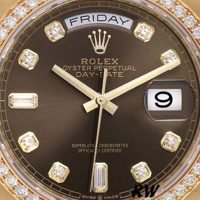Replica Rolex Day-Date 128348RBR Dark Grey Dial Yellow Gold 36MM Unisex Watch