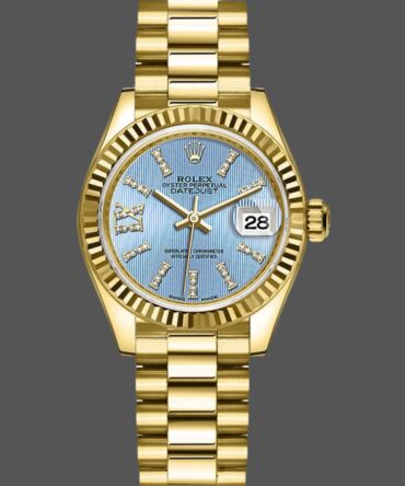 Rolex Datejust 279178 Cornflower Blue Dial Fluted Bezel 28mm Lady Replica Watch