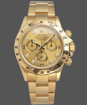 Rolex Daytona 116528 Yellow Gold Champagne Diamond Dial 40mm Mens Replica Watch