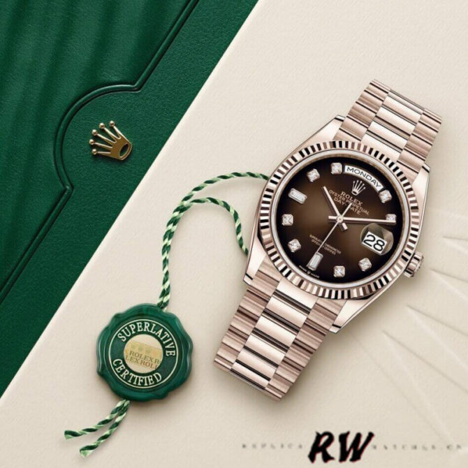 Replica Rolex Day-Date 128239 Blue Ombre Diamond Dial 36MM Unisex Watch