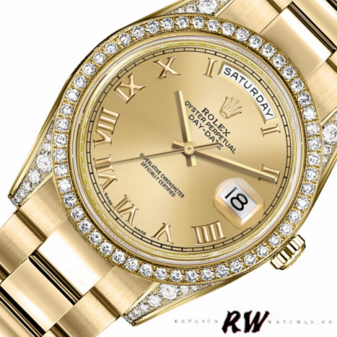 Replica Rolex Day-Date 118388 Champagne Roman Numeral Dial 36MM Unisex Watch