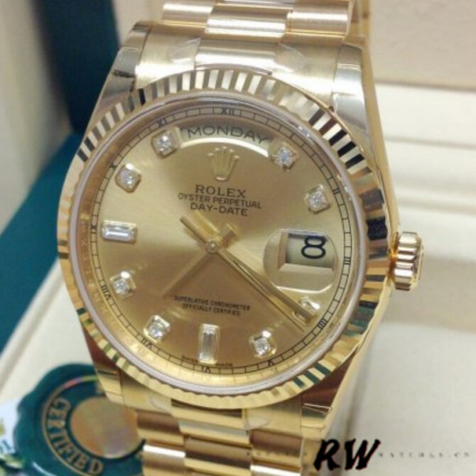 Replica Rolex Day-Date 118238 Diamond Meteorite Dial 36mm Unisex Watch