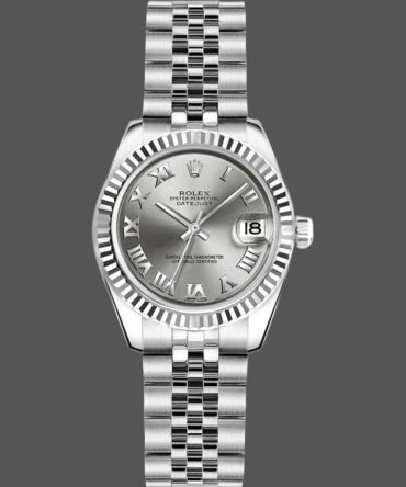 Rolex Datejust 179174 Rhodium Grey Dial Fluted Bezel 26MM Lady Replica Watch