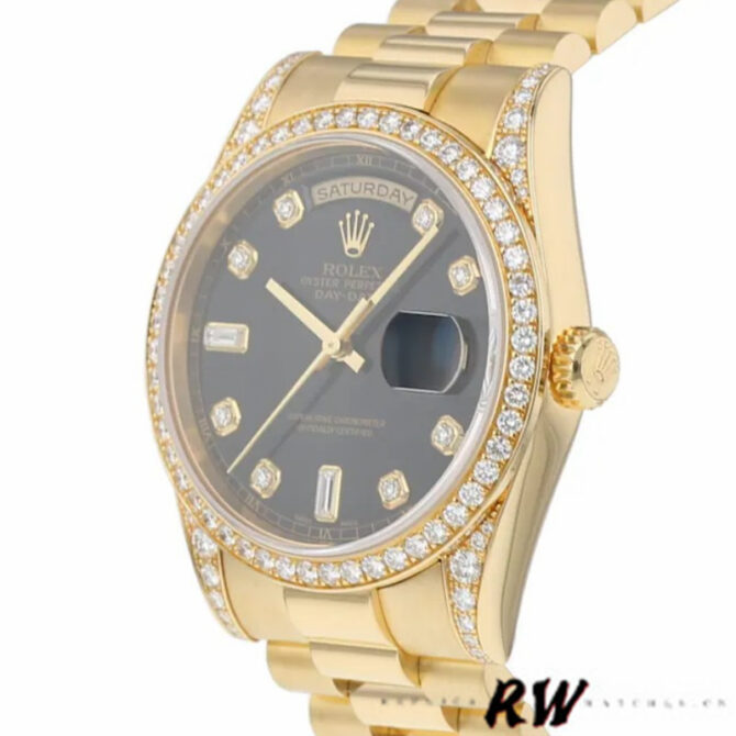 Replica Rolex Day-Date 118388 Black Diamond Dial 36mm Unisex Watch