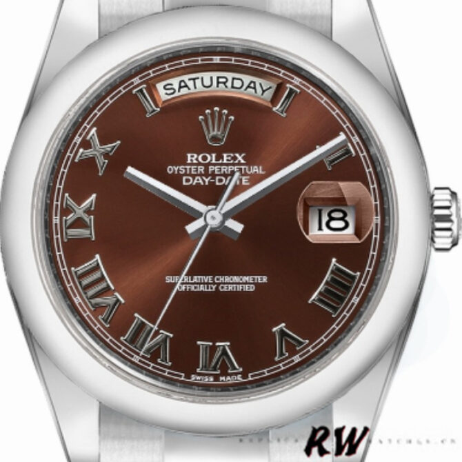 Replica Rolex Day-Date 118209 Chocolate Brown Diamonds Dial 36mm Unisex Watch