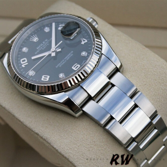 Rolex Oyster Perpetual Date 115234 Black Diamond Dial 34mm Unisex Replica Watch