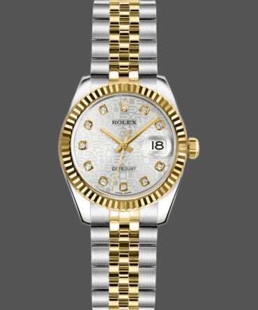 Rolex Datejust 179173 Silver Jubilee Diamond Dial Fluted Bezel 26MM Lady Replica Watch