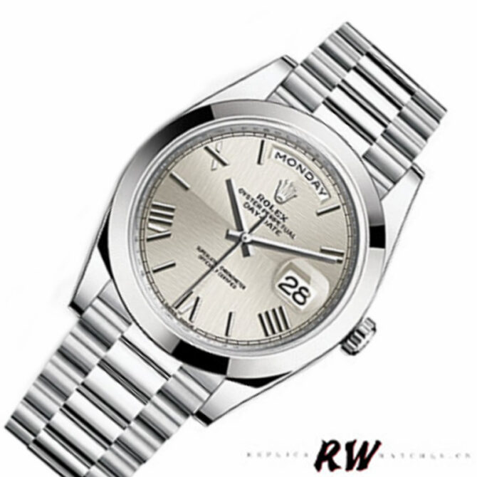 Replica Rolex Day-Date 228206 Blue Roman Numeral Dial Platinum 40MM Mens Watch