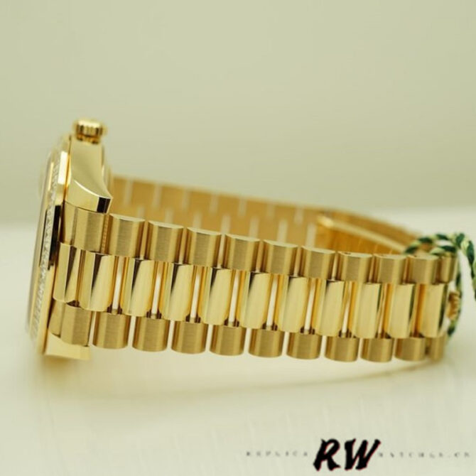 Replica Rolex Day-Date 228398TBR Silver Diagonal Motif Dial Diamond Bezel 40mm Mens Watch