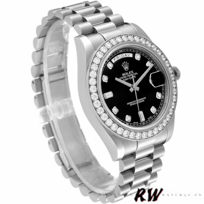 Replica Rolex Day-Date 218349 Black Diamond Dial 41MM Mens Watch