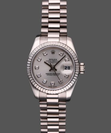 Rolex Datejust 179179 Silver Diamond Dial Fluted Bezel 26MM Lady Replica Watch