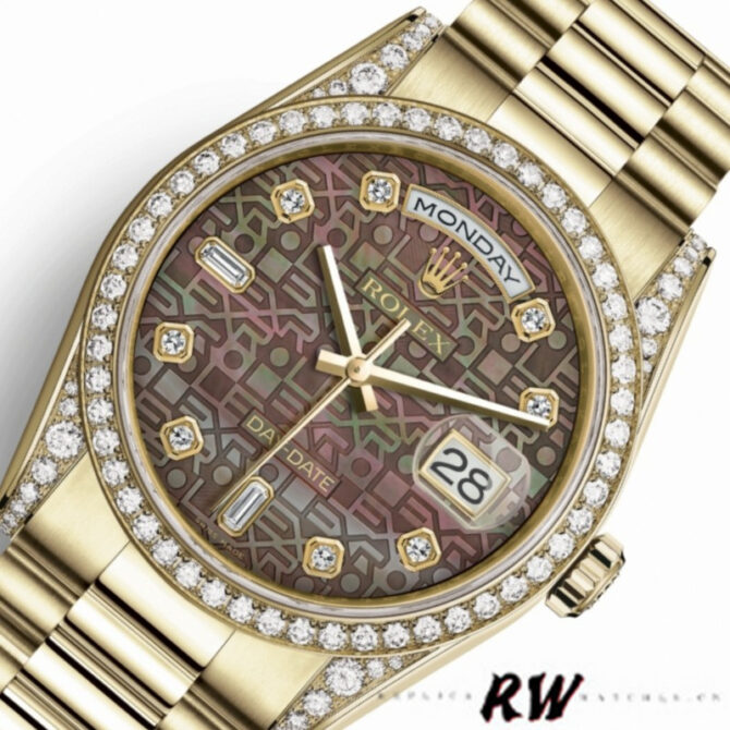 Replica Rolex Day-Date 118388 Mother of Pearl Jubilee Diamond Dial 36mm Unisex Watch