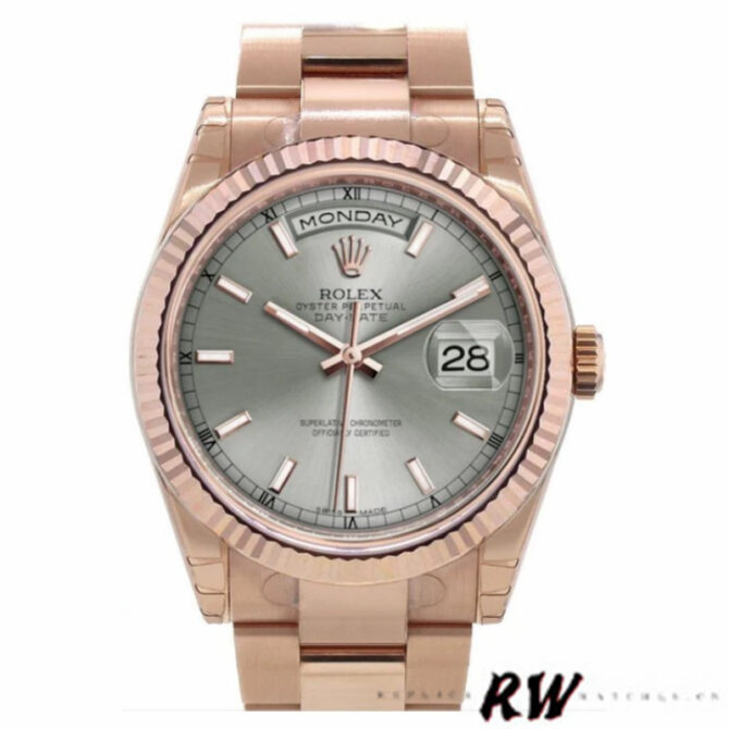 Replica Rolex Day-Date 118209 White Gold Copper Brown Dial 36mm Unisex Watch