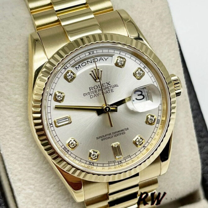 Replica Rolex Day-Date 118238 Yellow Gold Champagne Jubilee Diamond Dial 36mm Unisex Watch