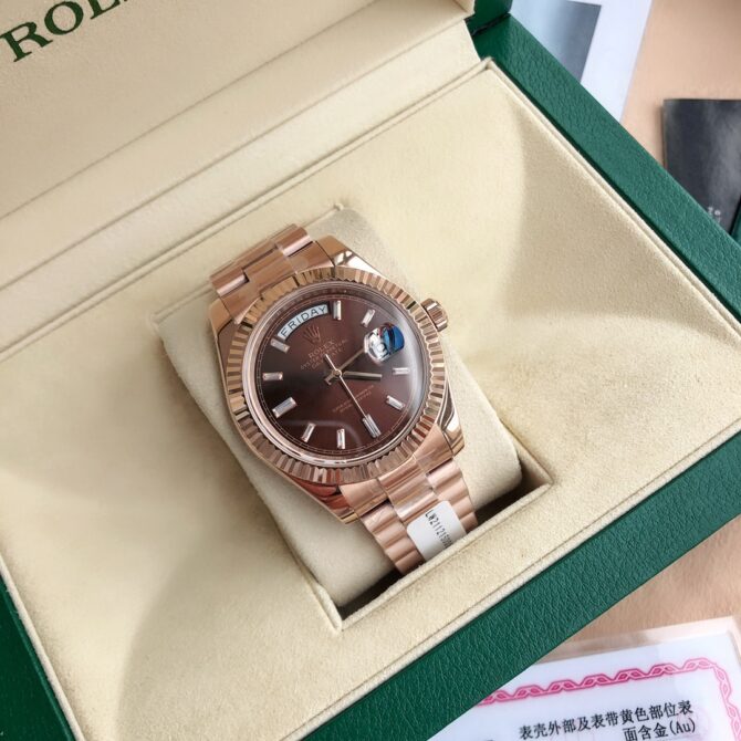 Replica Rolex Day-Date 118235 Rose Gold Chocolate Brown Dial 36mm Unisex Watch