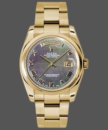Replica Rolex Day-Date 118238 Dark Mother of Pearl Diamond 36mm Unisex Watch
