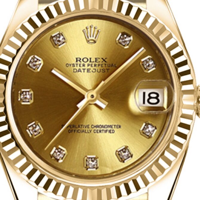 Rolex Datejust 179178 Champagne Diamonds Dial Yellow Gold 26MM Lady Replica Watch