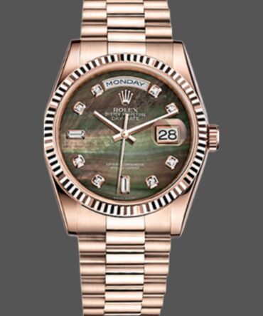 Replica Rolex Day-Date 118235 MOP Black Dial 36mm Unisex Watch