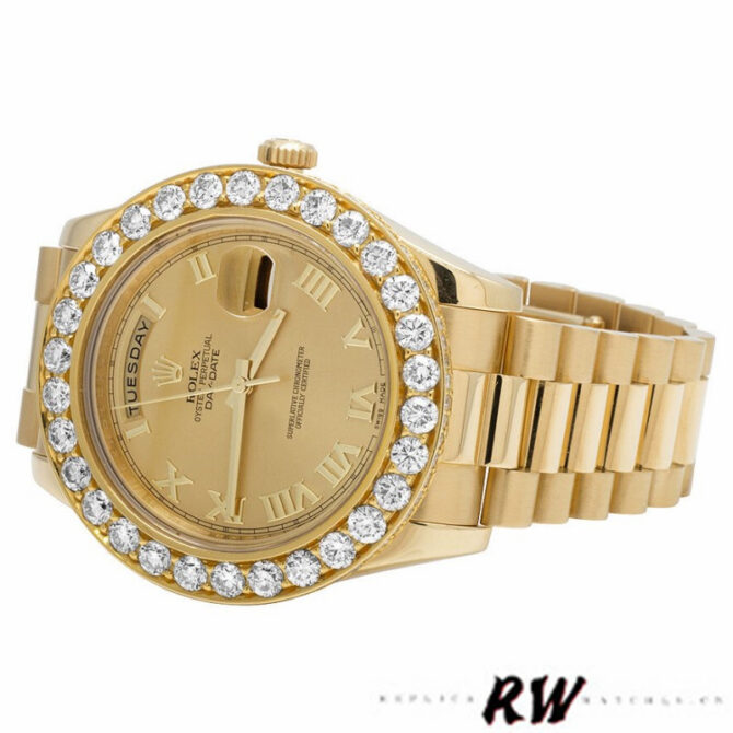 Replica Rolex Day-Date 218348 Champagne Roman Dial 41MM Mens Watch