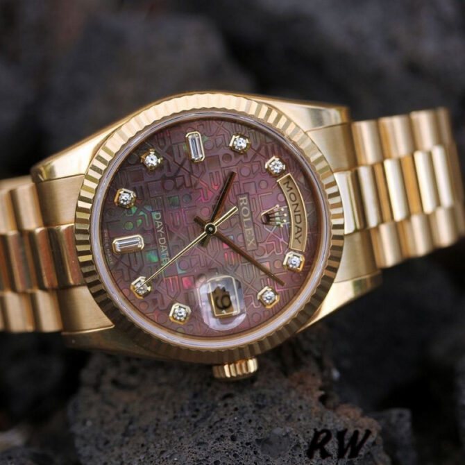 Replica Rolex Day-Date 118235 Rose Gold Chocolate Brown Dial 36mm Unisex Watch
