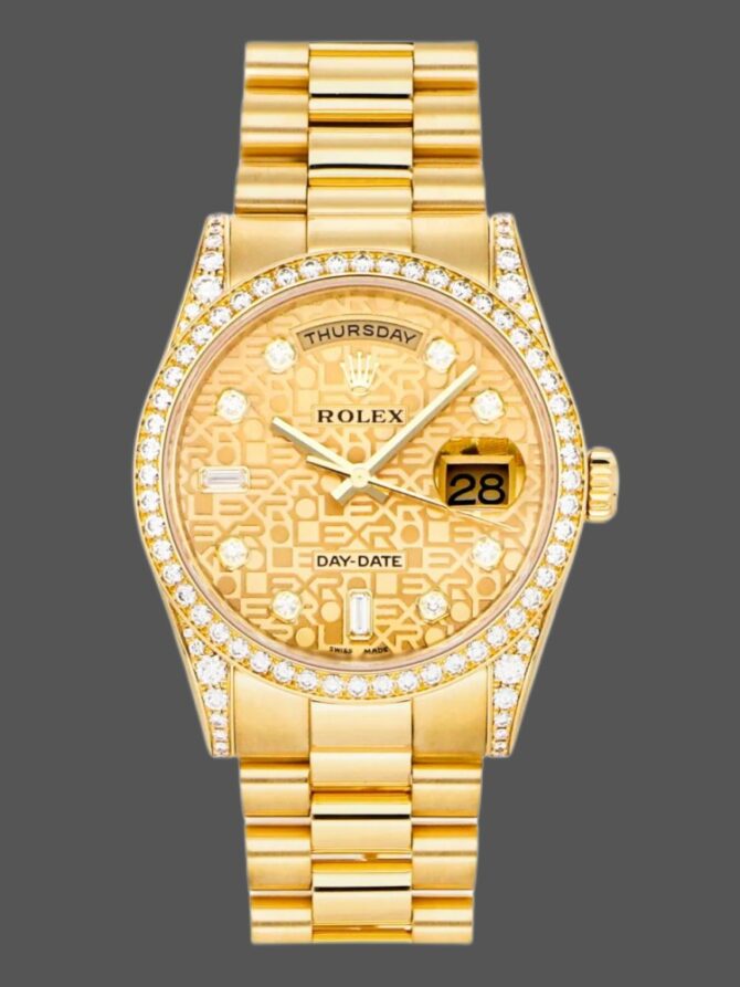 Replica Rolex Day-Date 118388 Champagne Roman Numeral Dial 36MM Unisex Watch