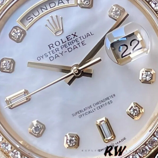 Replica Rolex Day Date 128348RBR MOP Yellow Gold 36MM Unisex Watch