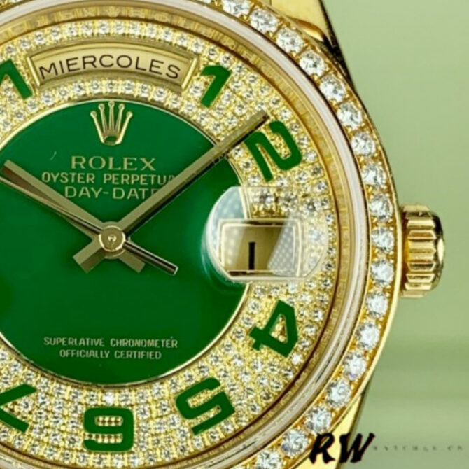Replica Rolex Day-Date 118338 Yellow gold Silver dial 36mm Unisex Watch