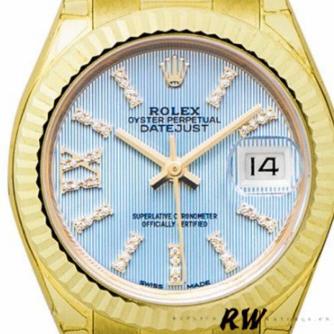 Rolex Datejust 279178 Cornflower Blue Dial Fluted Bezel 28mm Lady Replica Watch