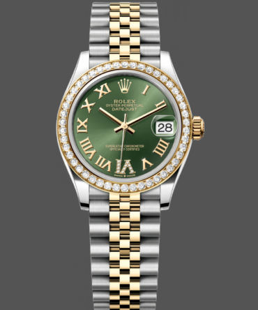Rolex Datejust 31mm Stainless Steel and Yellow Gold 278383RBR 0016 Green VI Roman Jubilee