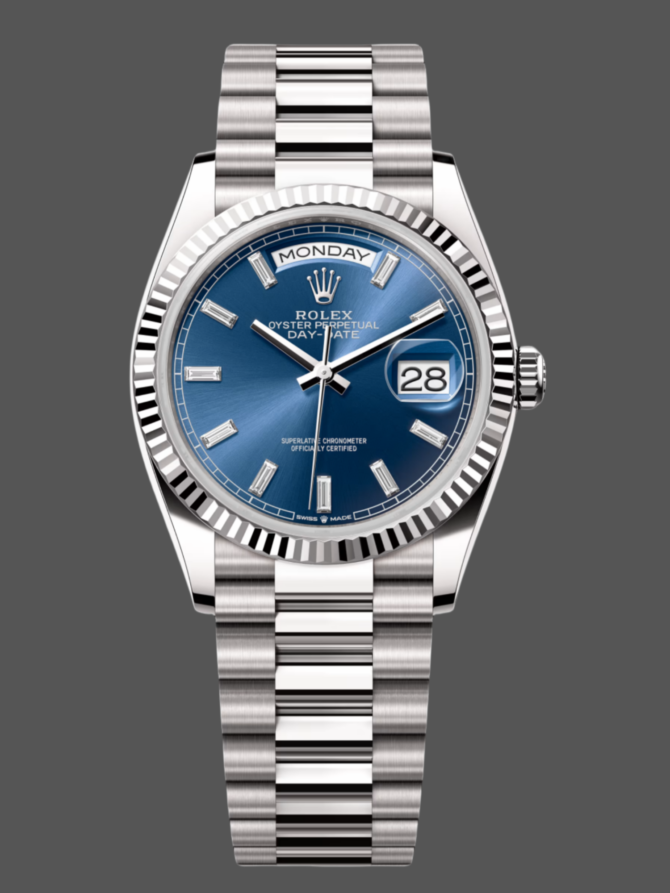 Replica Rolex Day Date White Gold 36 Blue Diamond Dial m128239 0069